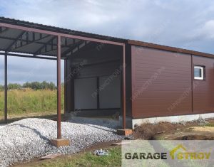 Быстровозводимый гараж 8х4м с навесом 6х4м. вид 3