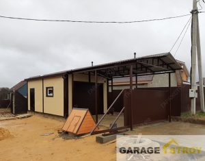 Гараж из сэндвич-панелей с навесом 12,5х4м. вид 4