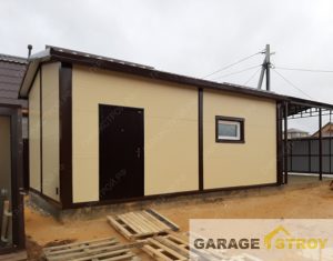 Гараж из сэндвич-панелей с навесом 12,5х4м. вид 6