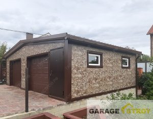 Гараж на 2 авто с хозблоком  и навесом 6,5×8,7м. вид 2